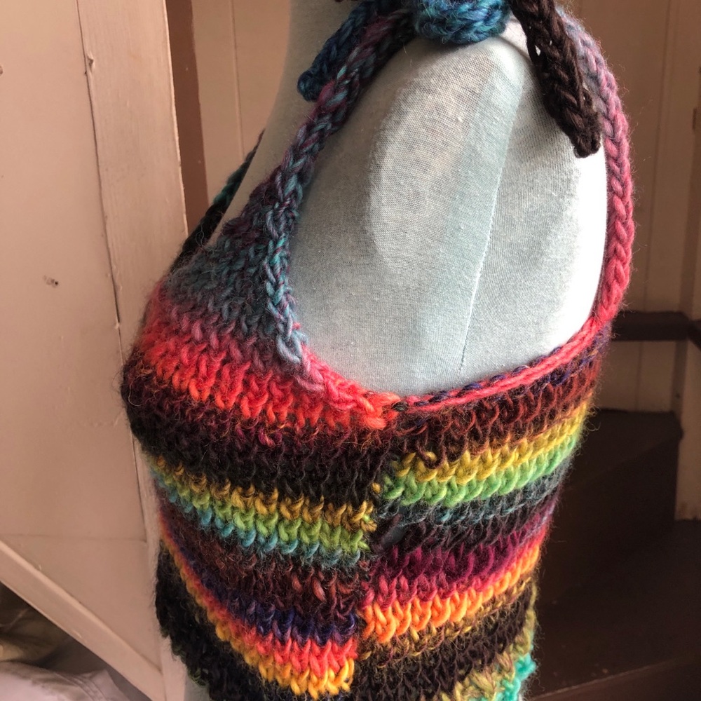 Multicolor Striped hand Knitted Crop Tank Top - Picture 8 of 8